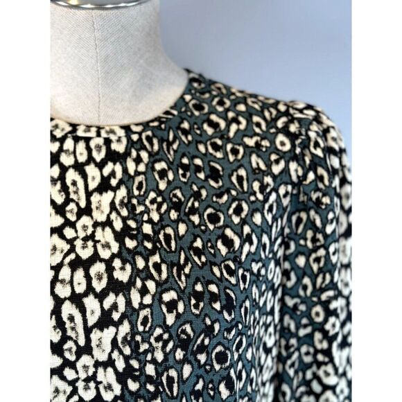 Zara Green Animal Print Long Sleeve Dress Size S - Picture 4 of 5